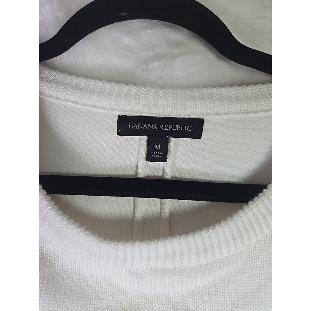 Banana republic 100% Cotton Sweater Womens Medium Cream Office Winter Cozy - Picture 2 of 6